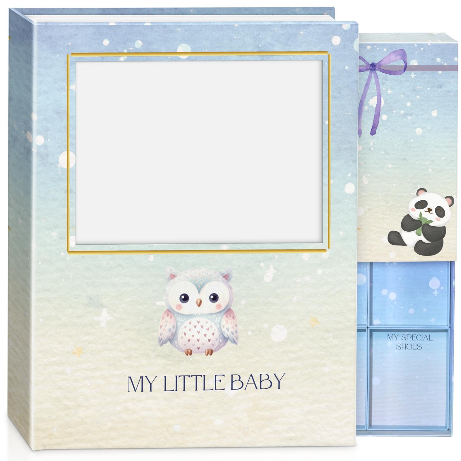 Baby Memory Book Keepsake Box For Baby Girl Or Boy Baby Book From Birth To Age 5 Gender Neutral Baby Photo album Stickers To Personalize The Baby´s Name Baby Books For Shower Gift