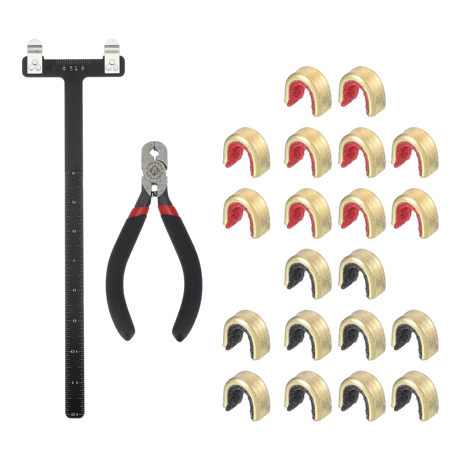 sourcing map Archery Bows Square T-Shape Ruler Tool Nocking Points Pliers Set 33x9mm Turning Bow Strings Knock Kit for Recurve Compound Bowstring Archery Accessories (Black)