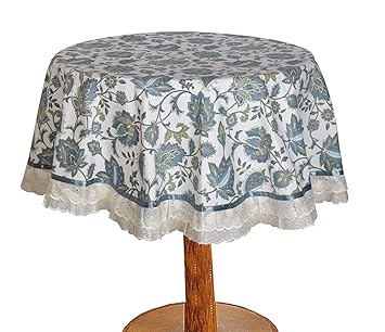 Bilberry Furnishing by Preeti Grover Cotton, Decorative Printed Round Table Washable Cover I Four Seater Round Dining Table Cloth I Printed Table Cloth for 4 Seater Round Table for Regular use