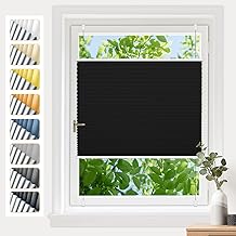 Grandekor Pleated Blind, No Drilling, Blackout Black 70 x 130 cm (W x H), Klemmfix Blackout Pleated Blind, Thermal Pleated Blind, Opaque and Opaque, with Privacy Screen and Sun Protection for Windows
