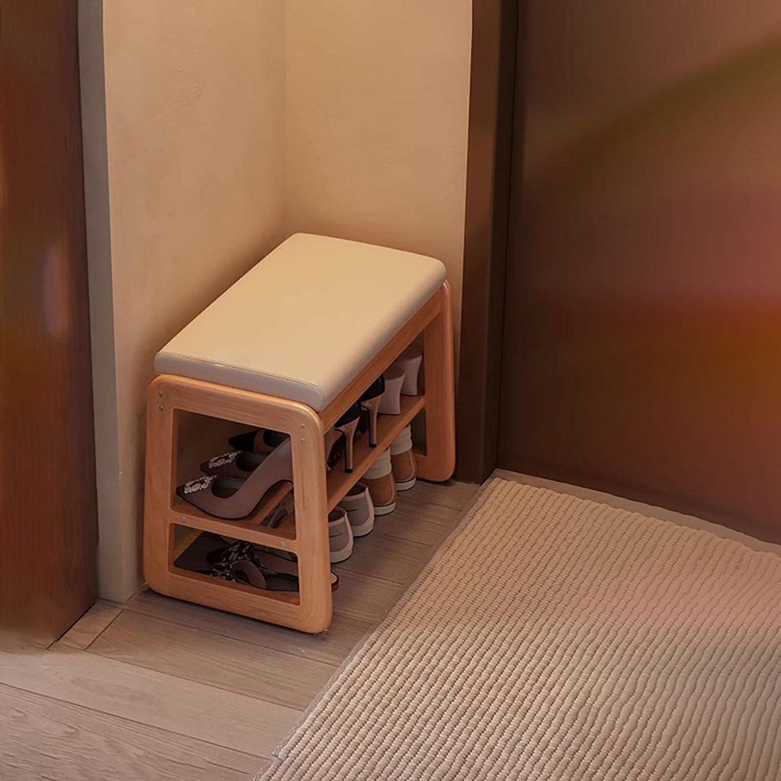 Meuble chaussures entrée avec banc de rangement en bois compact 60 cm