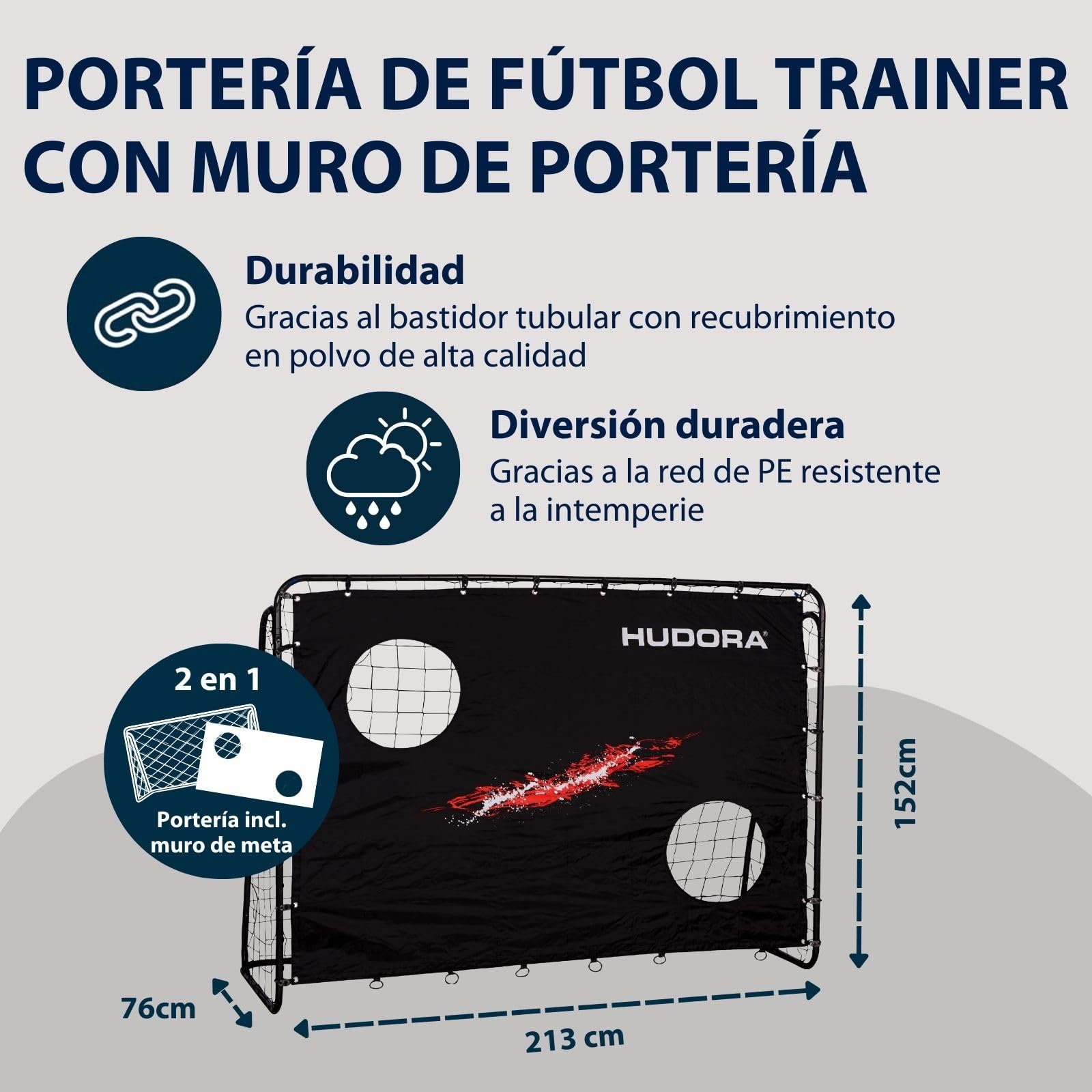 Hudora Trainer Mit Torwand - Portería de fútbol Unisex Adulto