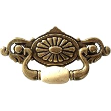 Ceramic Drawer Knob Dresser Pull Kitchen Cabinet Knob Cream Antique Bronze NO.114W 4.5"" 115 mm/C-C 2.25"" 57 mm, 05230