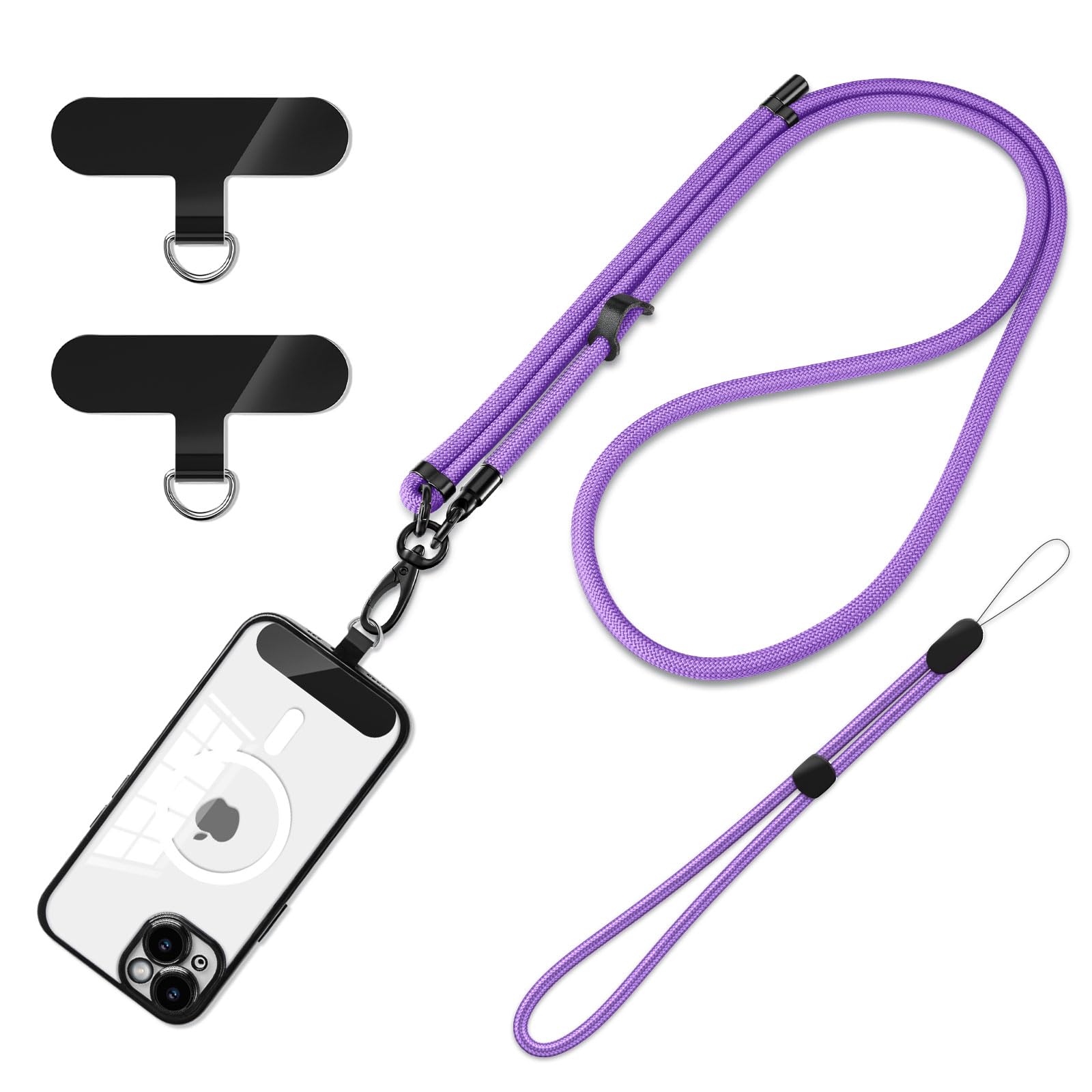 Smycz do telefonu uniwersalne smycze do telefonów komórkowych crossbody, wielofunkcyjne smycze do telefonów kompatybilne z większością smartfonów, Fioletowy, L