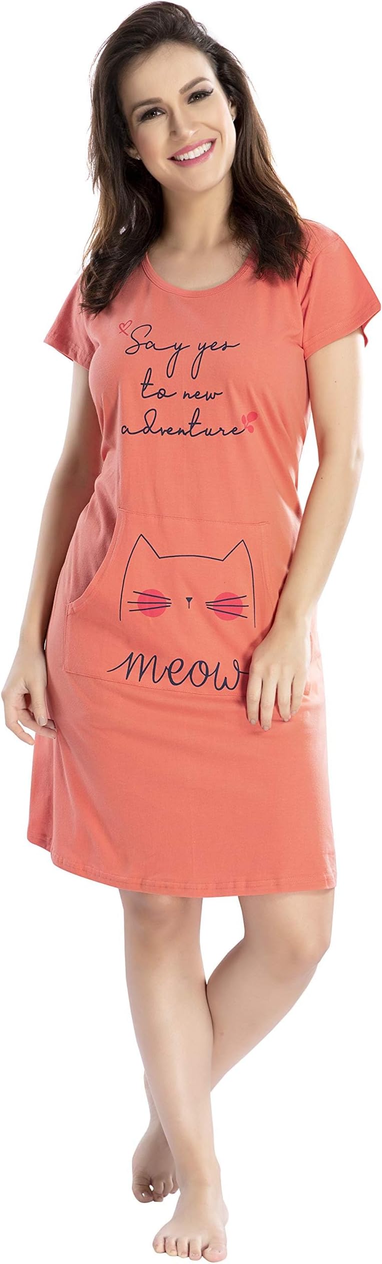 AV2Women's Cotton Printed Knee Length Nighty
