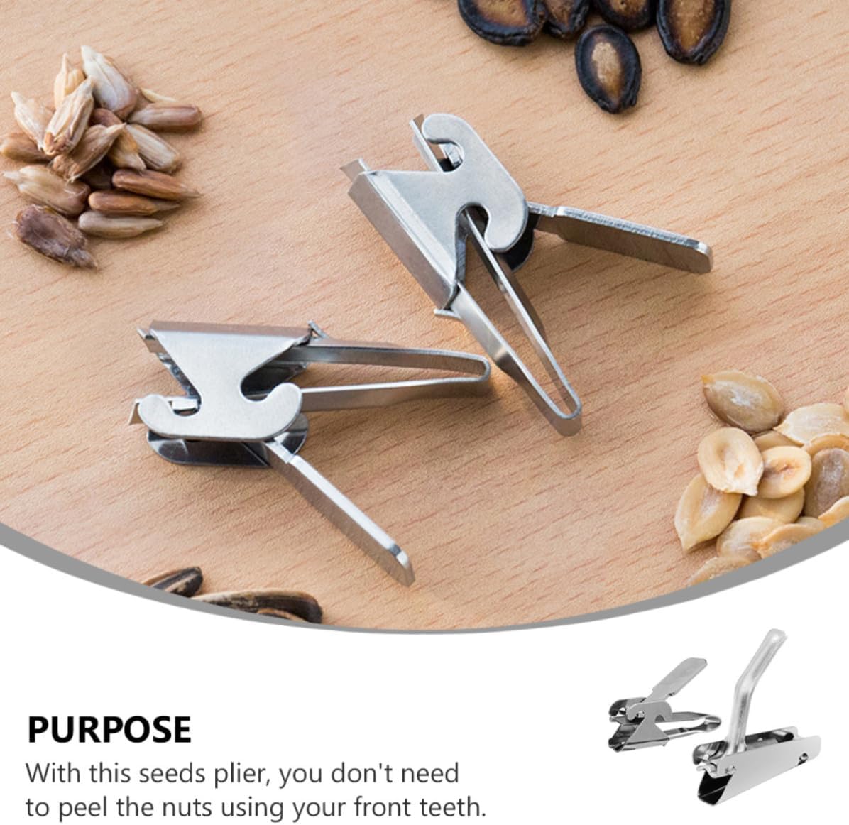 2 Pcs Stainless Steel Nut Cracker for Pine Nuts and Melon Seeds