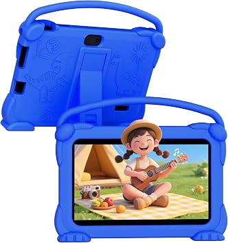 7 inch Kids Tablet, Android Tablet for Kids, 4GB RAM+32GB ROM+1TB Expand, Toddler Tablets with Shockproof Case, Parental Contral, 1024*600 IPS Screen, 3000mAh Battery, Educational, Games, Blue