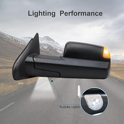 Miniatura 13 de Espejos de remolque compatibles con Dodge Ram 1500 2002-2008 2003-2009 Dodge Ram 2500 3500 Pickup Truck Manual Ajustado Manual Retrovisores