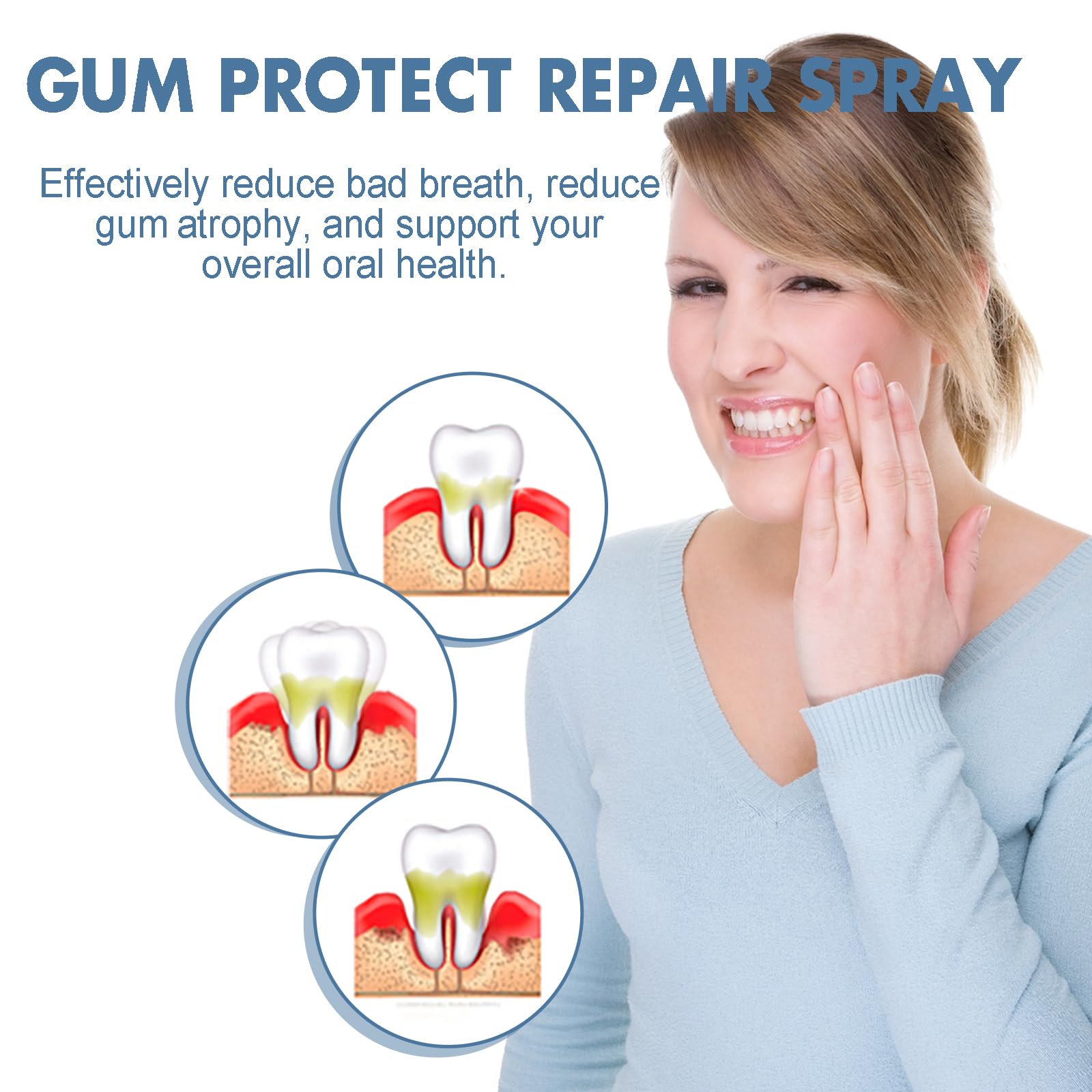 Trattamento riparatore per gengive retratte, spray antidolorifico dentale, spray orale alla propoli, sollievo dal mal di denti, lenimento rapido delle gengive, attenuazione (8 pezzi)