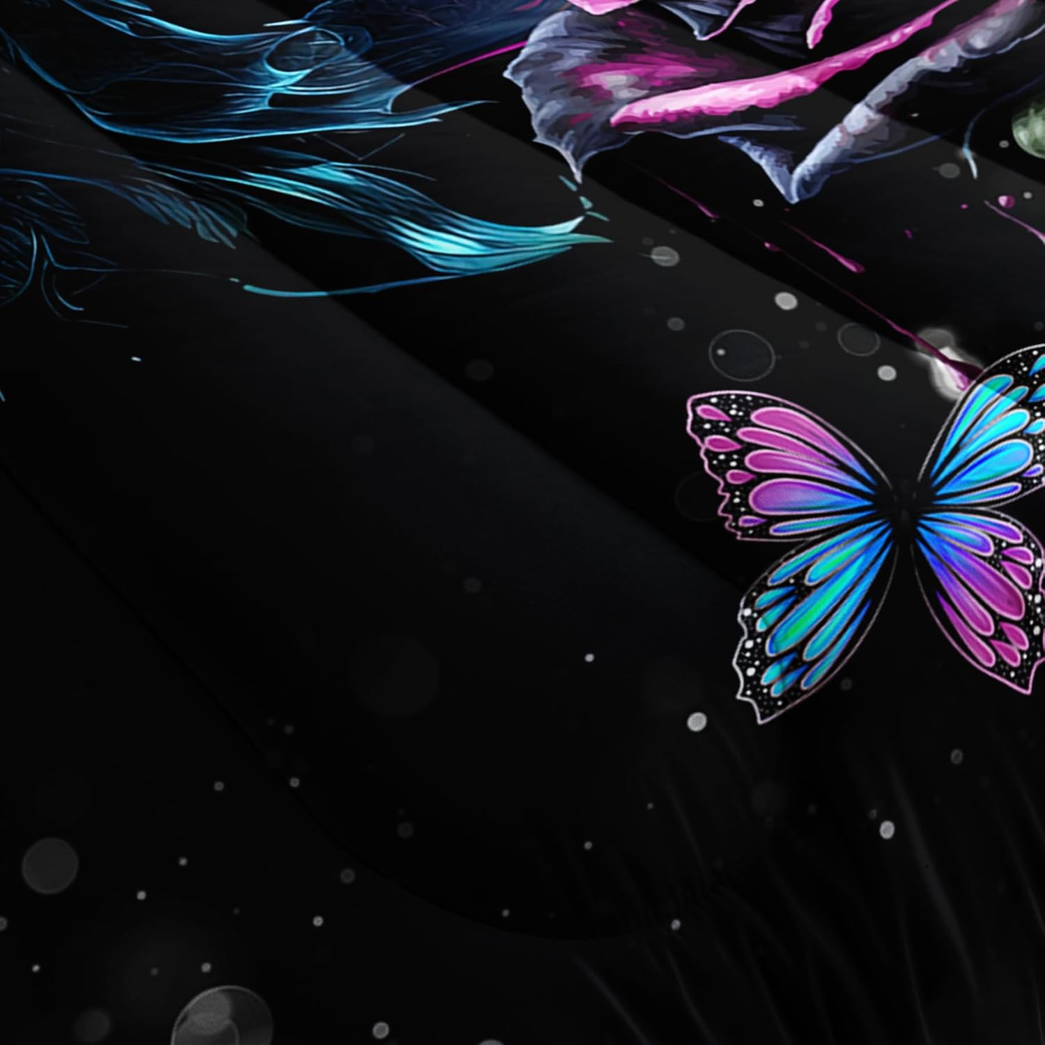 Skull Bedding Set Queen Size,Goth Bedding Sets Queen with Comforter,Skull Comforter Set,Rose Comforter Halloween Skull Bed Comforter,Blue Comforter Black Bedding Skull Quilt - Image 5