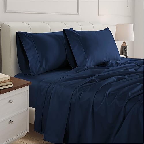 Miniatura 47 de Bluemoon Homes Sábanas de algodón egipcio tamaño Queen con bolsillo profundo, 100% algodón egipcio de 800 hilos, 4 piezas, sábanas de algodón