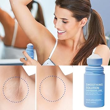 Razor Bump Smoothing Solution Ingrown Hair Treatment with BHA AHA - Ingrown Hair Treatment Serum for Men & Women, Underarms & Abdomen - Roller Ball Applicator for Tend Skin
