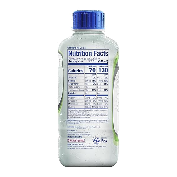 Electrolit, Electrolyte Beverage, Coconut, 21 Fl Oz bottle (Pack of 12)
