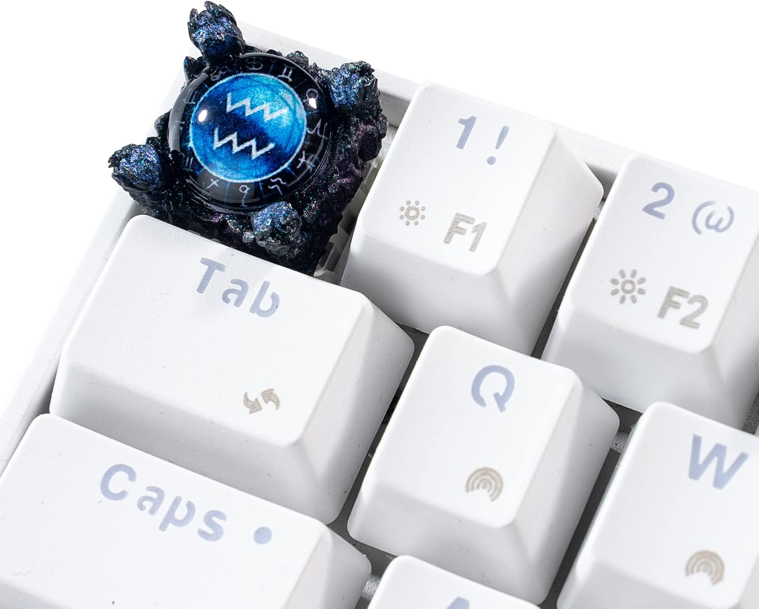OceanKey Artisan Keycaps for DIY Replacement and Gaming, Handmade Resin Keycaps Blue Aquarius, Resin Keycaps for Switch Gaming, Cherry MX Mechanical Keyboards (Blue)