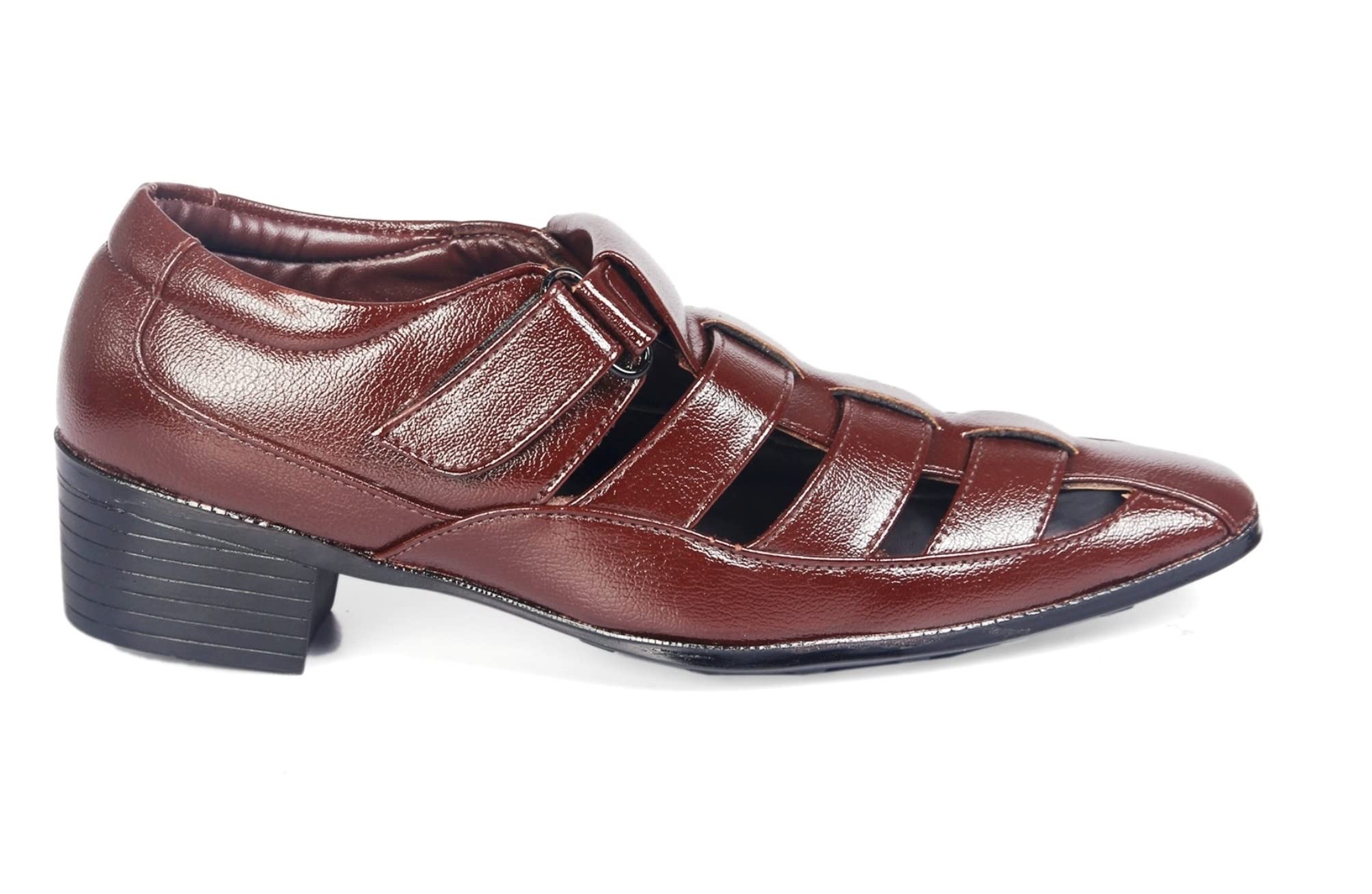 Mens 2 Inch Heel Height Increasing Black Roman Sandals- 8 UK (B0BN3H1B8J) Amazon Price History, Amazon Price Tracker