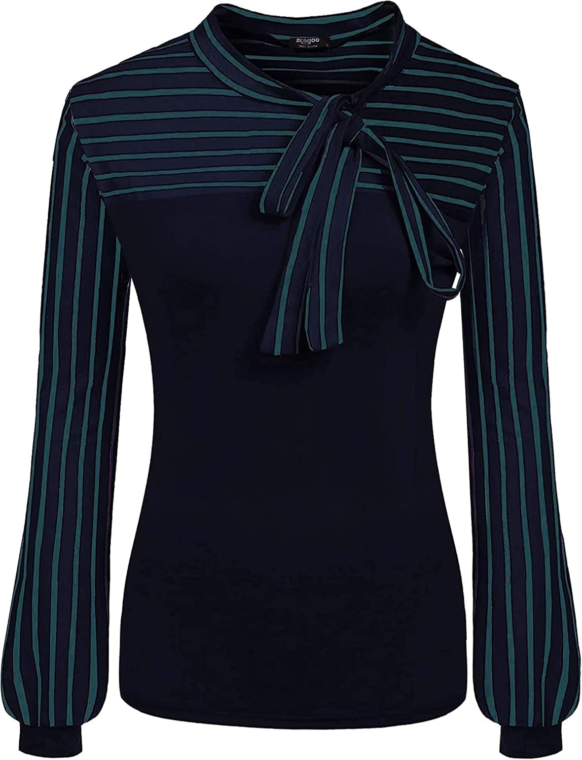 Zeagoo Women Office Blouse Bow Tie Neck Long Sleeve Shirts Work Tops at  Women’s Clothing store