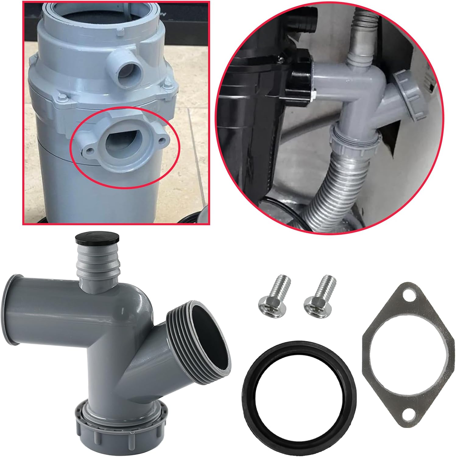 Garbage Disposal Drain Elbow Replacement Kit Compatibe with Moen Garbage Disposal 1-1/2",with Elbow, Flange, Gasket, and Two Screws