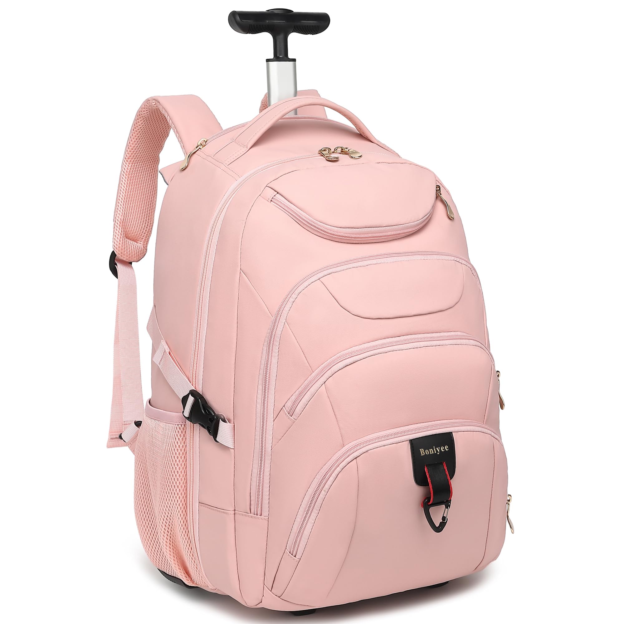 Boavan Rolling Backpack for Women, 17.3 Inch Wheeled Laptop Backpack,Large Travel Carry-On Bag for Teachers College Students, USB Charging Port