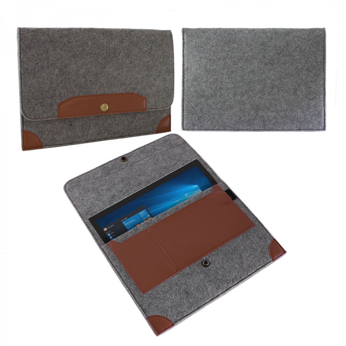 eFabrik Case for Toshiba Satellite Radius 12 Protective Sleeve Cover Felt Grey Brown