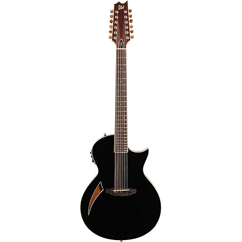 ESP LTD TL-12 Thinline 12-String Acoustic Electric Guitar, Black