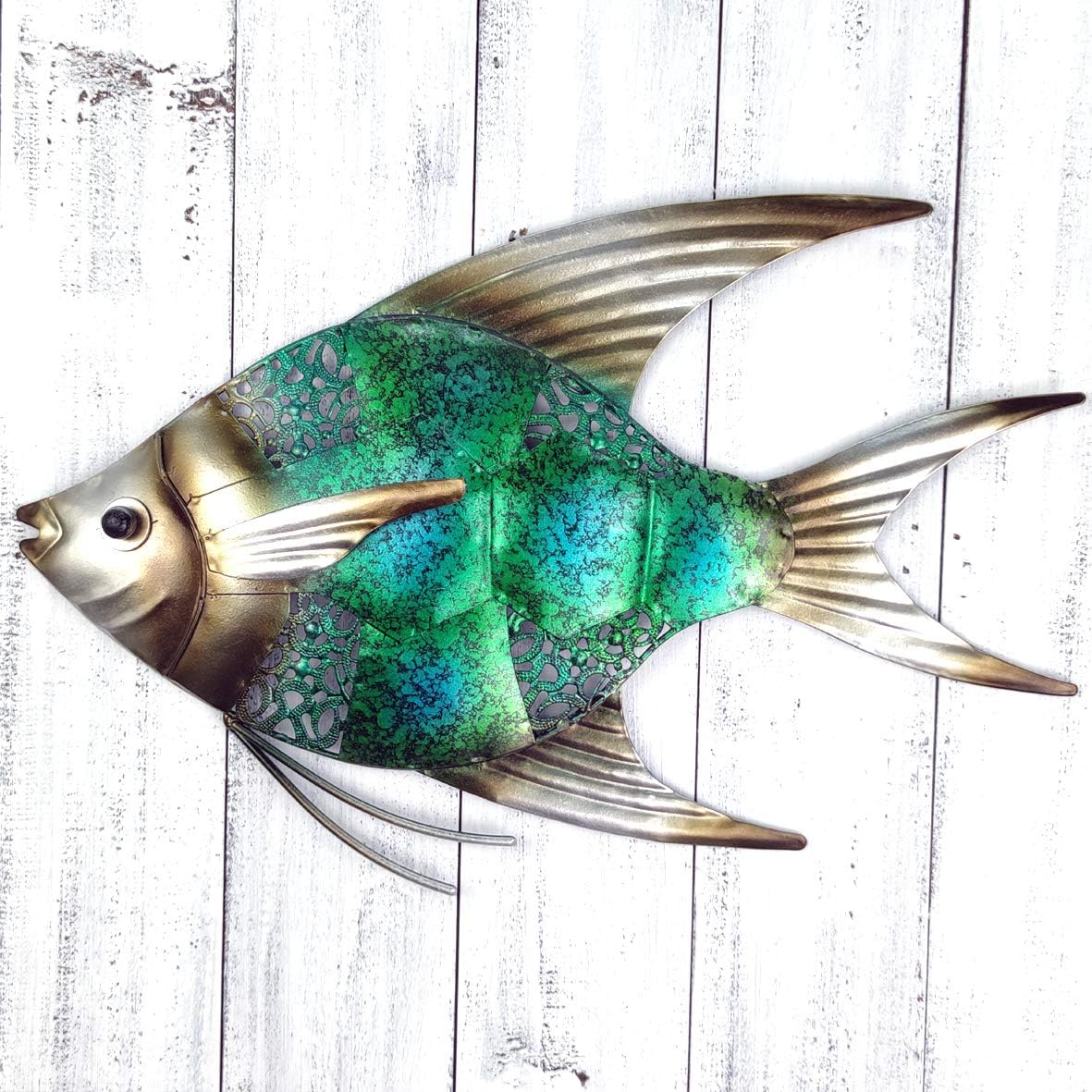 JOYBee 12.5inch Coastal Ocean Sea Metal Fish Wall Art Decor -Christmas Decorations-Perfect for Coastal，Nautical，Beach，or Boat Decor-Metal Wall Decor-for Garden Home Patio Bathroom Kitchen