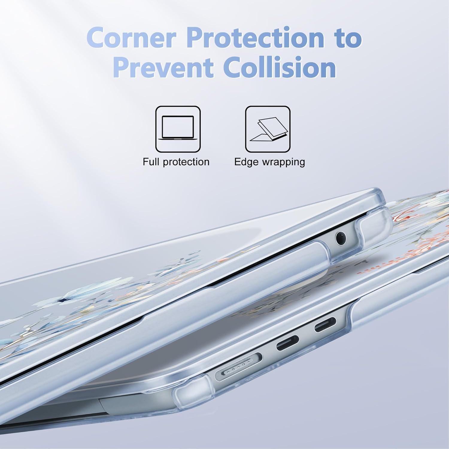 May Chen Compatible with M4 MacBook Air 15 Inch Case 2025 2024 2023 A3241 A3114 A2941 M3 M2 with Liquid Retina Display & Touch ID, Protective Plastic Hard Shell Cover - Blue Flower P672 - Image 3