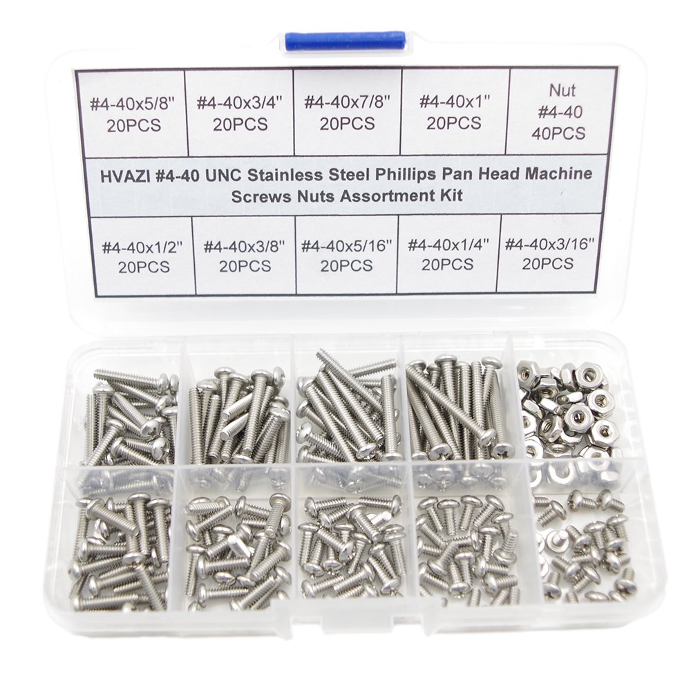 HVAZI #6-32 UNC Stainless Steel Phillips Flat Head Machine Screws & Nuts Kit – 220-Piece Assortment With Case - View #4