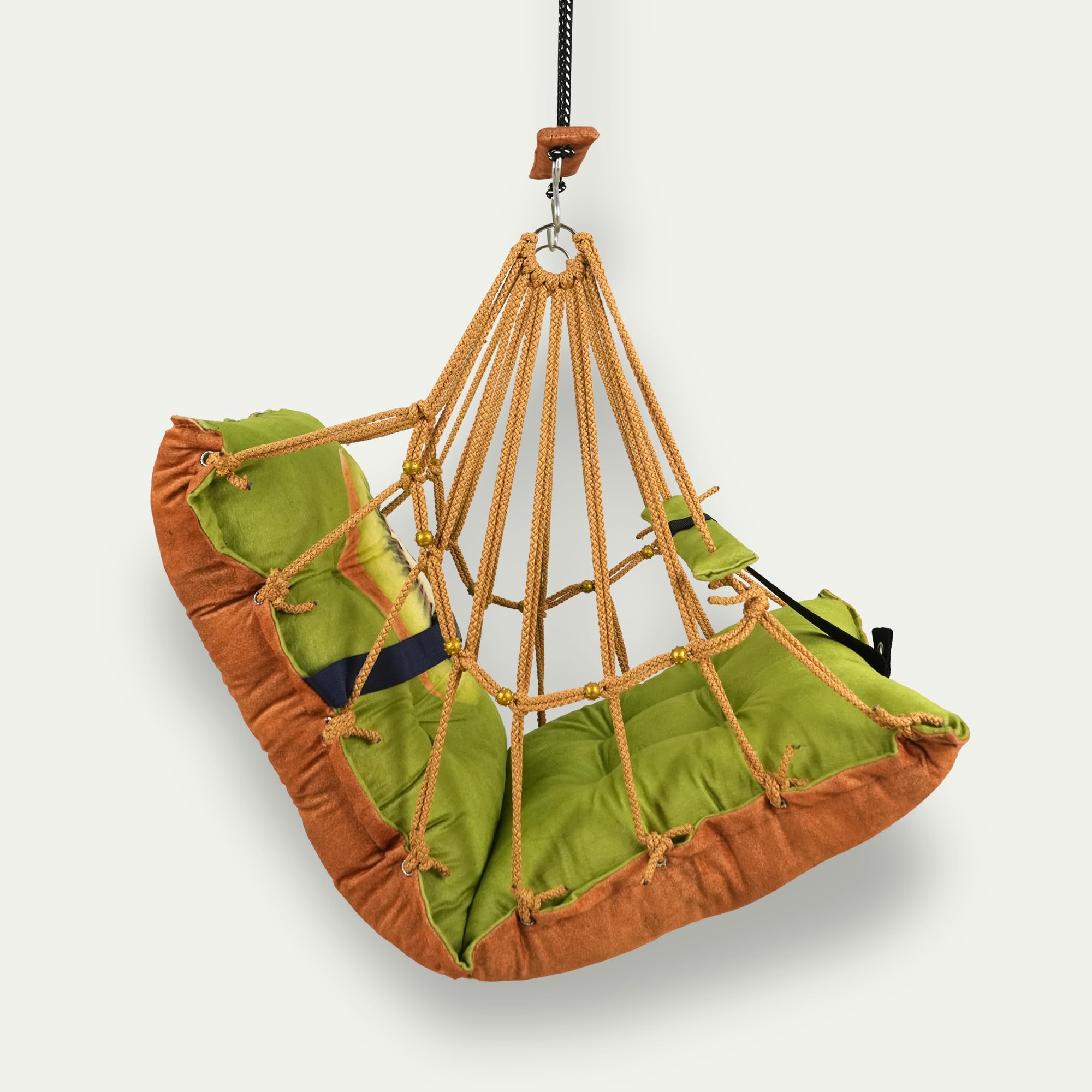 Boffle Cotton Baby Swing for Kids Children Folding and Washable, Child Gift Soft Jhula with Safety Belt Easy to Carry Safety Lock Cradle Chair, Jhula for Babies, Home Garden Hall, oonjel 2
