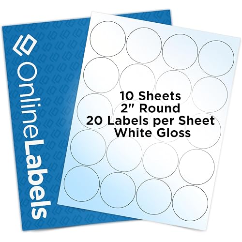 OnlineLabels 2" Circle Labels - White Gloss - Inkjet - 10 Sheets