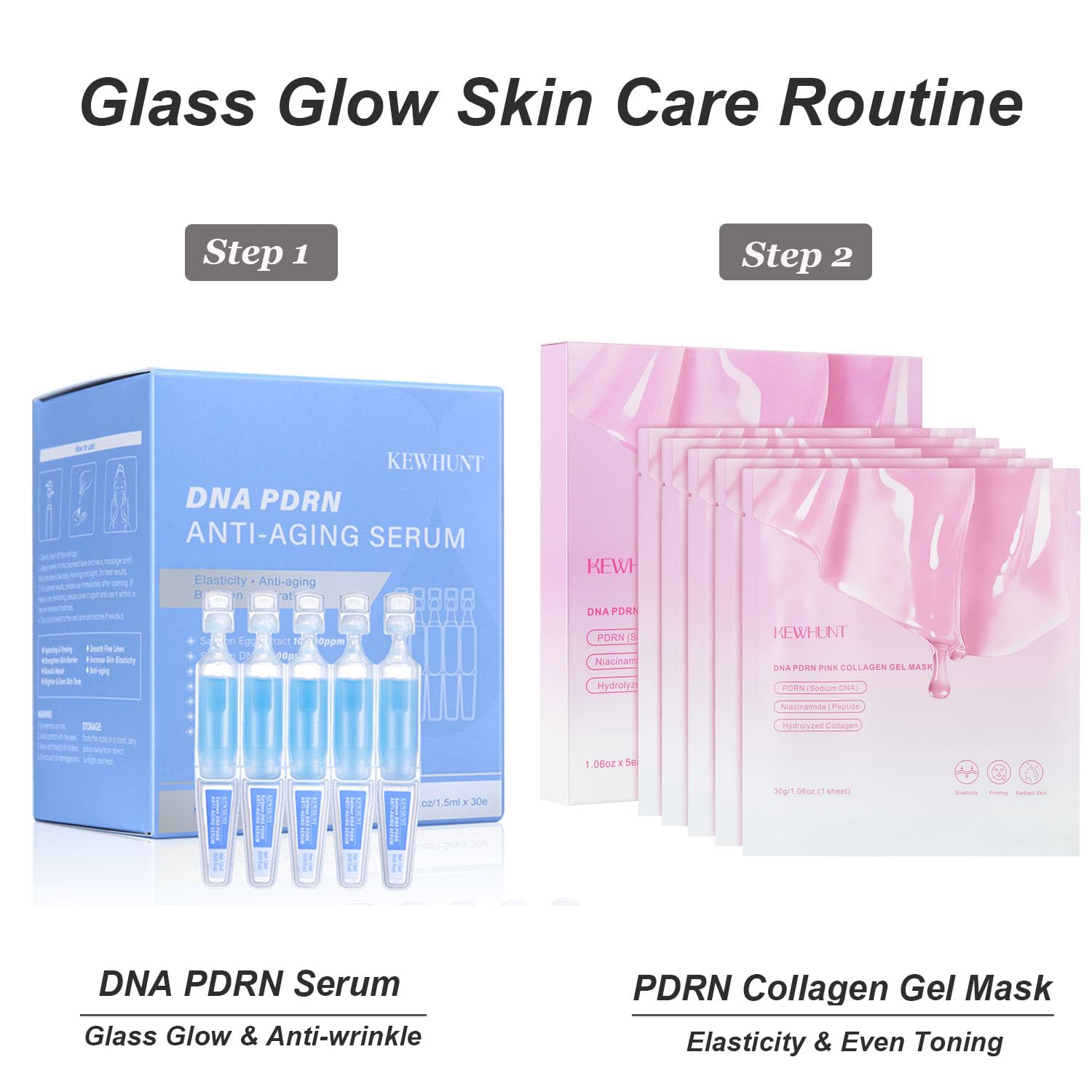 Salmon DNA PDRN Collagen Jelly Gel Mask, Overnight Face Mask, Hydrogel Mask with Peptide Niacinamide for Glass Glow Skin - Elasticity, Hydrating, Firming,Plump, Fine Line, Skincare Self Care Gift, 5ea