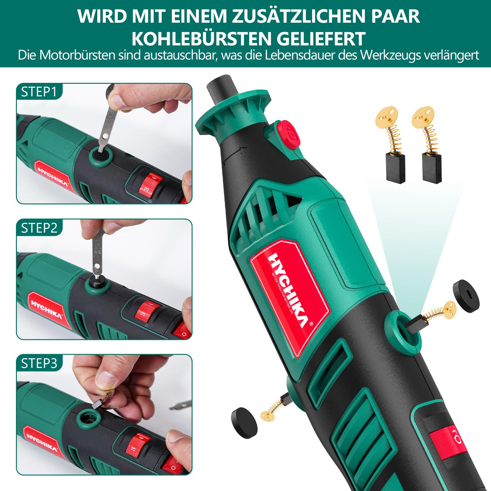HYCHIKA 170W Rotationswerkzeug, Rotationswerkzeugsatz mit variabler Drehzahl und Flexwelle, 173-teiliges Zubehörset und Multiwerkzeug mit 8000-35000 U/min, perfekt zum Schneiden, Detailschleifen