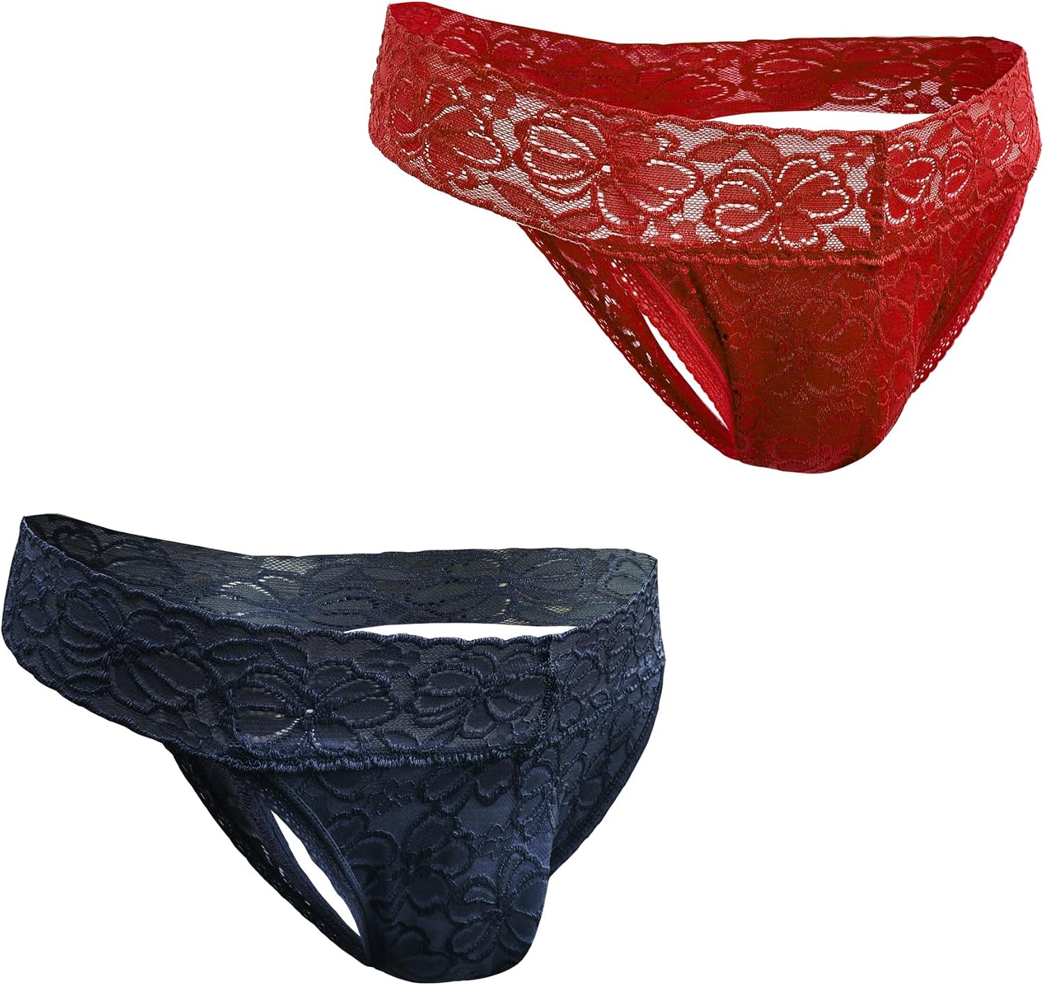 Sexy Floral Lace Low Rise T-back Stretch Thong for Men Daily Wear