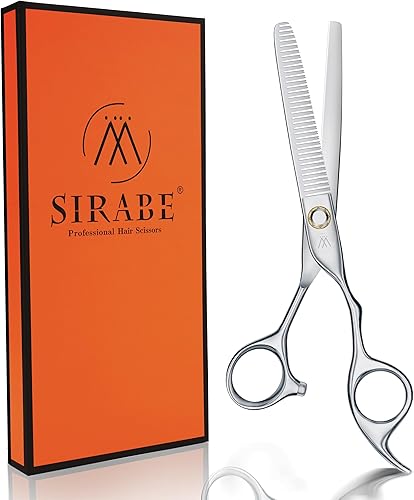 Sirabe Tijeras profesionales de alta gama para adelgazar el cabello, tijeras de peluquería para cortar el cabello texturizantes con funda, cuchillas