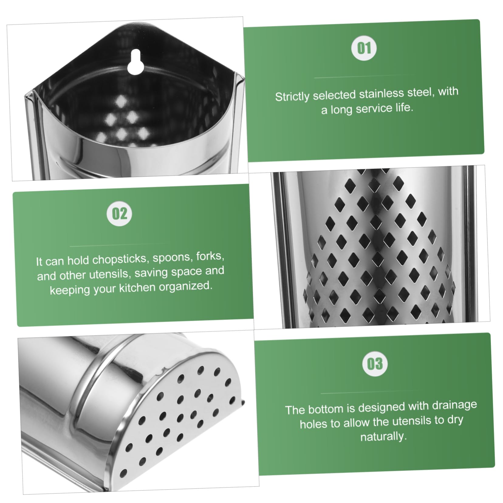 GRIRIW Stainless Steel Chopsticks Rack Easy-clean Utensil Holder Modern Kitchen Accessory