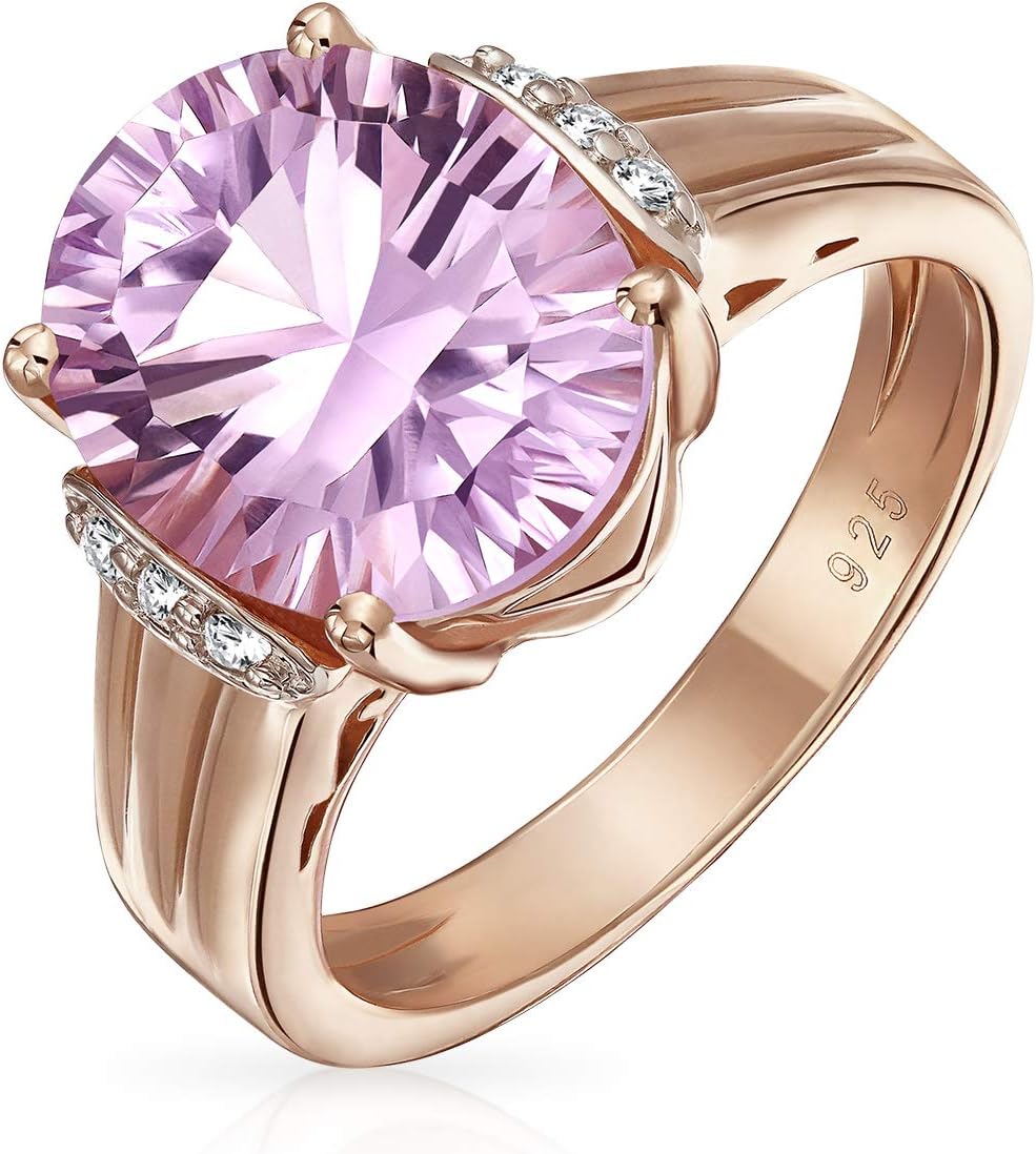 Bling Jewelry 925 Sterling Silver Brilliant Cut AAA CZ Oval Round Solitaire Engagement Promise Ring For Women Cubic Zirconia Band