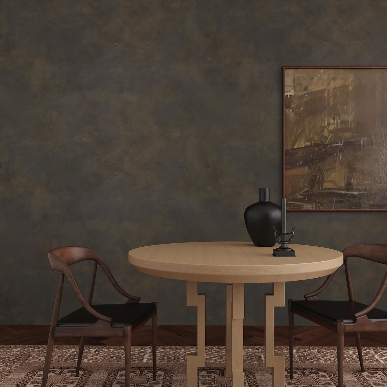 JSEVEM 31"×354" Large Size Extra Thick Wide Dark Brown Tan Grey Rusty Concrete Wallpaper Peel and Stick Metallic Concrete Contact Paper Vinyl Wrap Tile Stickers for Bedroom Bathroom Office Room Walls