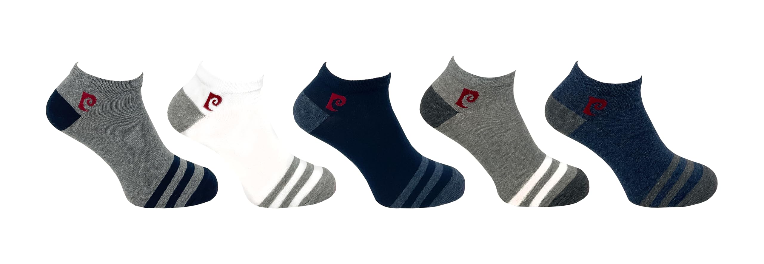 Pierre Cardin Men's Multi Grey/Blue - Trainer Liner Sports Socks | 5 Pairs | U.k. Size 7-11 | Active Socks (Standard, )