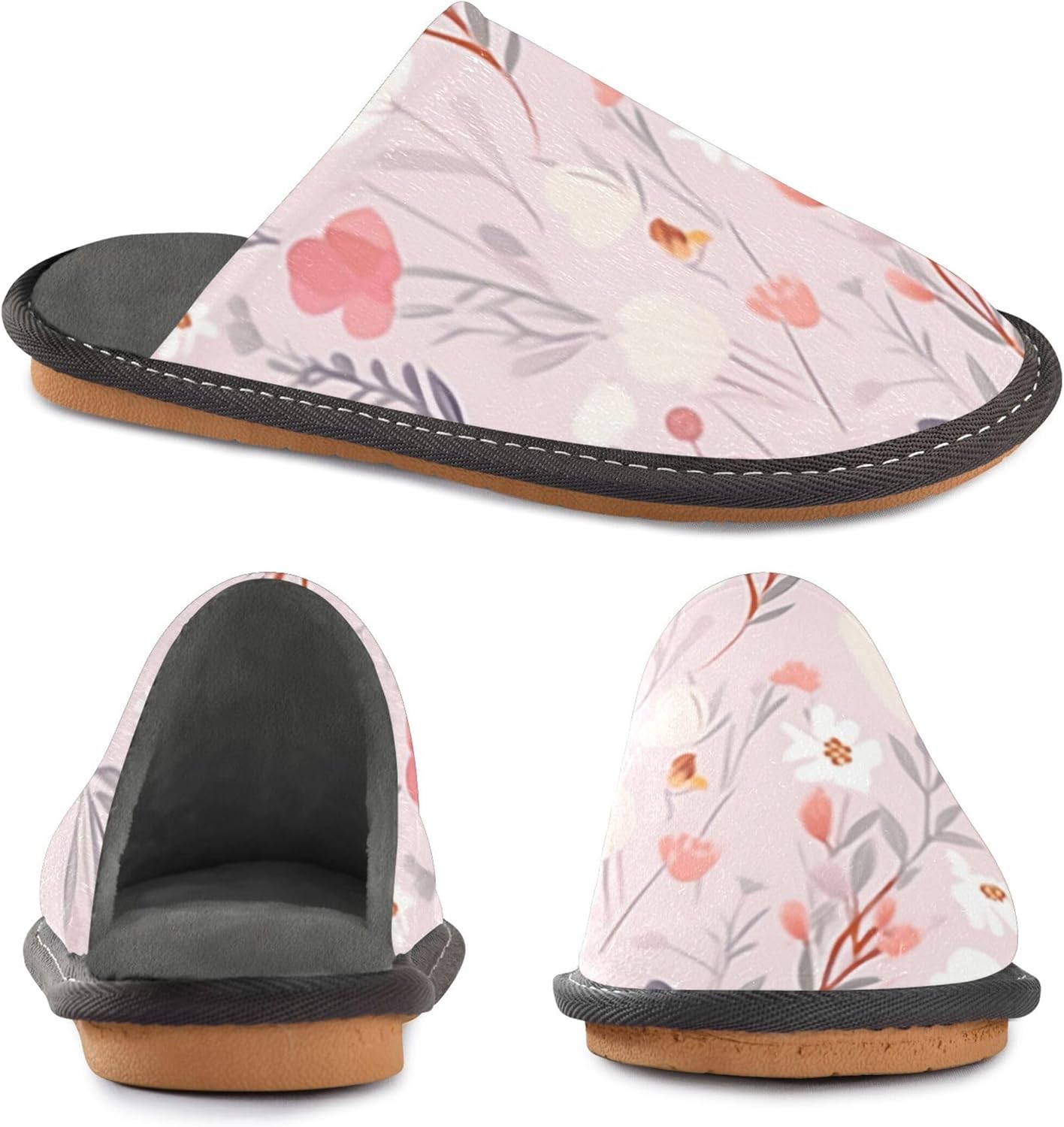 Flower House Slippers – Cozy Fuzzy Slippers for Guests, Washable & Disposable, Perfect for Shoeless Home, Spa & Hotel Use A111169