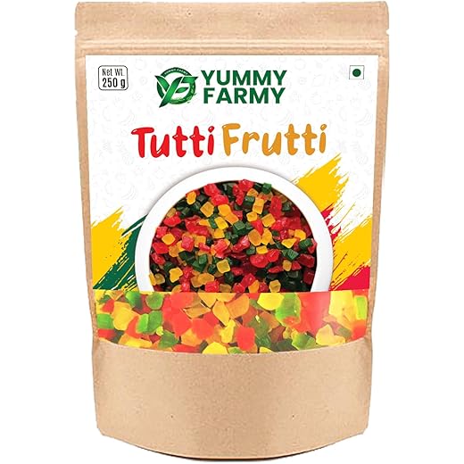 Yummy Farm Tutti Frutti 250g for Baking Desserts Cakes and I