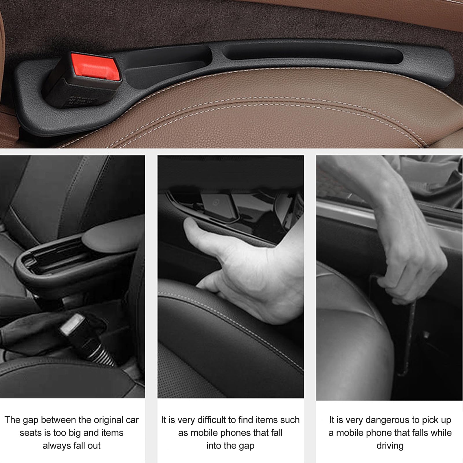 2 Pezzi Riempitivo Fessure Sedile Auto Universale - Organizer In EVA Nero Per Evitare Caduta Oggetti