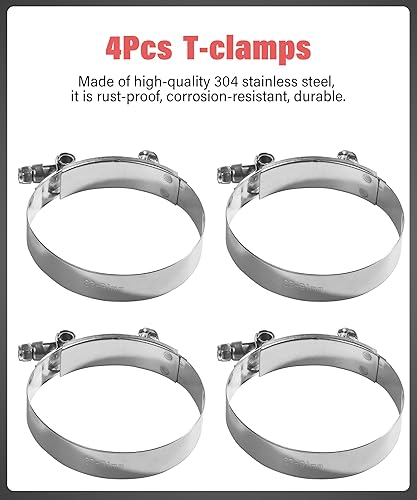 Miniatura 2 de Zlirfy 4 abrazaderas de manguera con pernos en T, abrazaderas de tubo intercooler de acero inoxidable, abrazaderas de tubo turbo, abrazadera de
