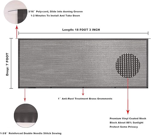 Miniatura 347 de Tentproinc Pantalla parasol para toldo, 8 pies x 13 pies 3 pulgadas (apta para toldo de 14 pies), protector solar de malla para autocaravana, cámper