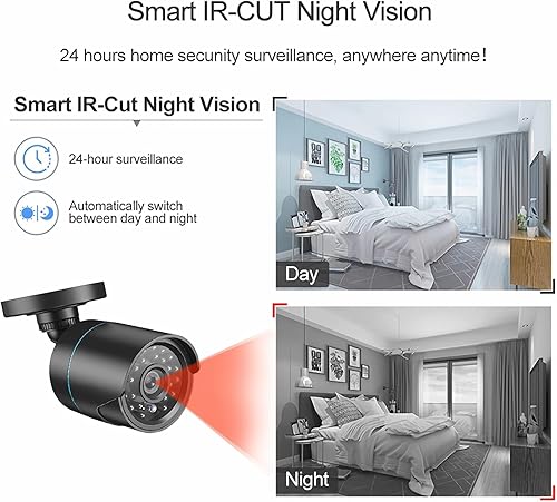 Miniatura 2 de Sistema de cámara de seguridad para el hogar 3000TVL Vigilancia DVR Kits, 4 unids con cable 1080P AHDCVITVI cámara coaxial HD visión nocturna
