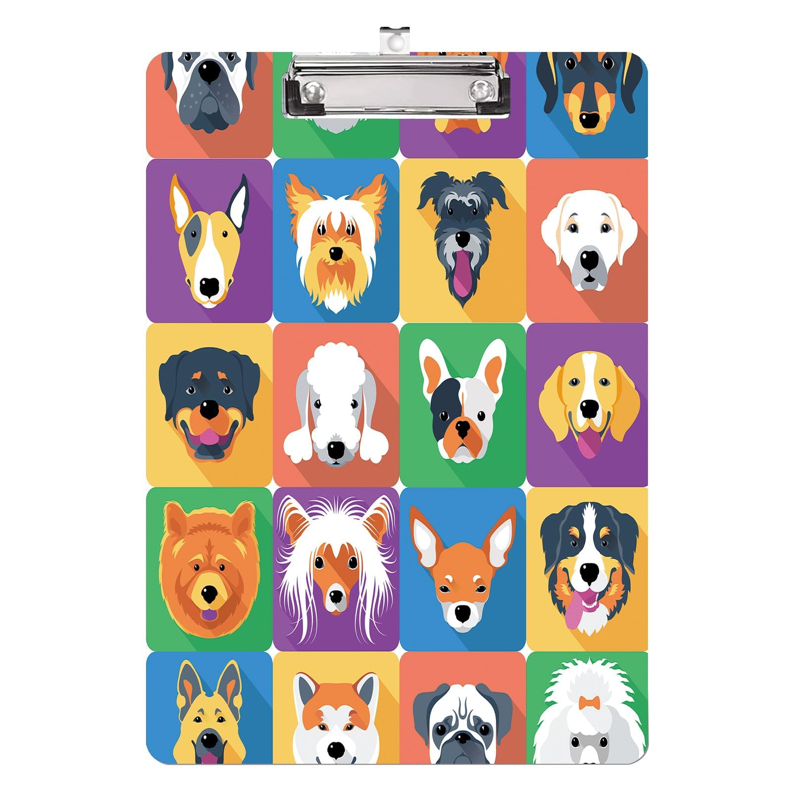 ENXOWM Cartoon Dogs Clipboard Standard A4 Letter Size 12.5 x 8.7 Plastic Clipboard Low Profile Clip Retractable Hanging Tab Decorative Clipboard