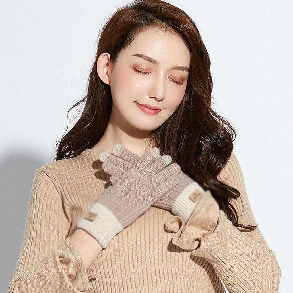 Unisex para Adultos Mujer Linda Juego Teléfono Móvil Mittens Soft Algodón Guantes de Algodón Tejido Pantalla Táctil Mittens Warm Plus Fluff Pantalla Táctil C/D