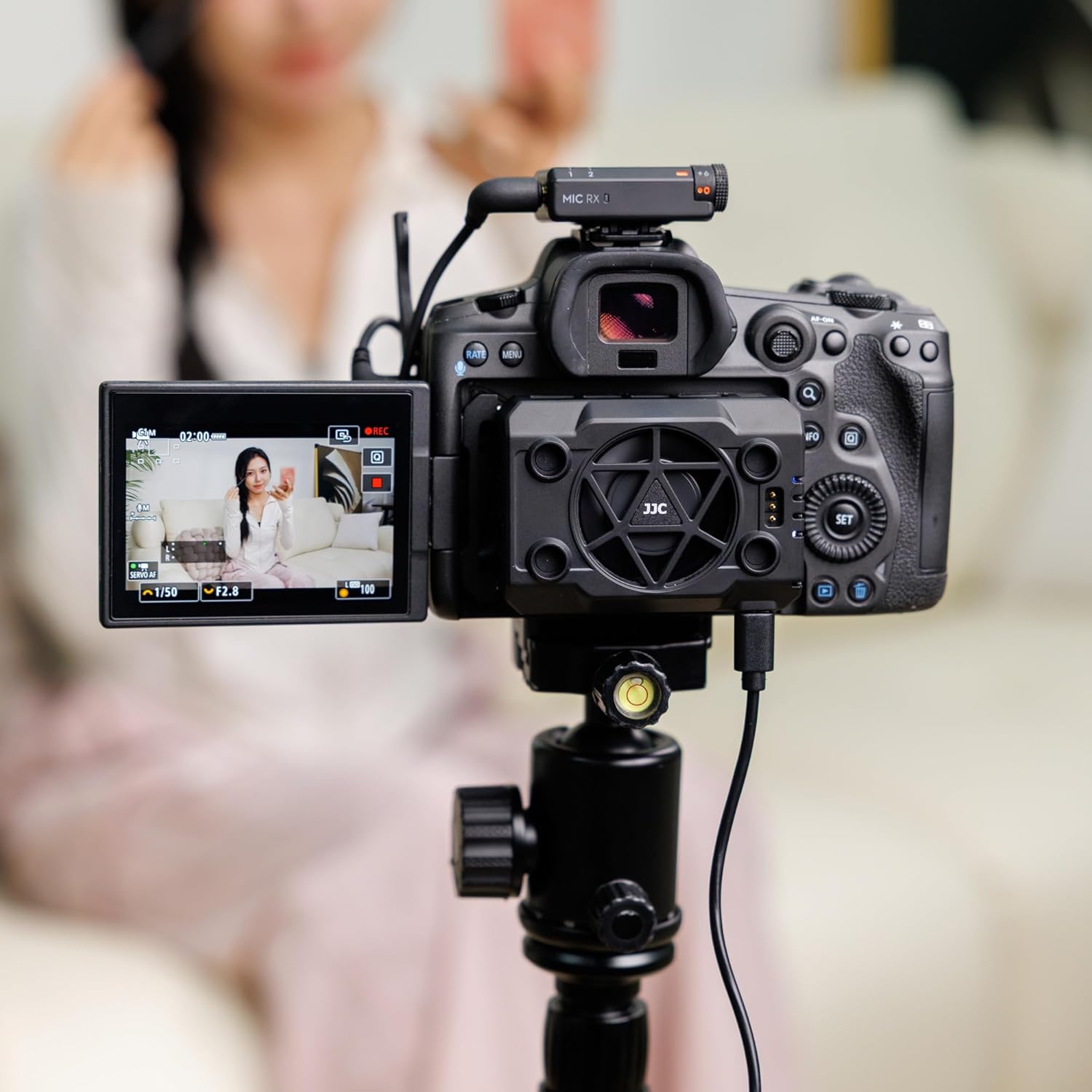 Camera Cooler Fan for DSLR & Mirrorless Cameras,External Quieter Semiconductor Cooling Fan with Type-C Charging Port & 3 Speeds & Auto Temp Control for Long Video Recording(No Battery,Cooler Only)