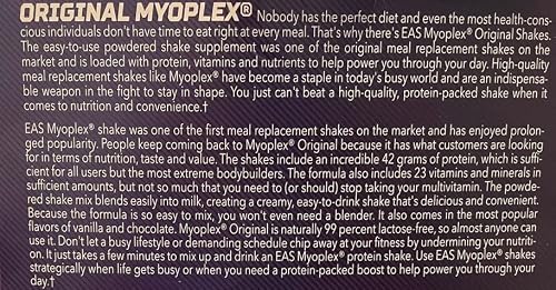Eas Original Myoplex Maximum Muscle Builder - Meal Replacement Protein Blend Drink Mix - Double Rich Chocolate - 20 Individual Packets - 42G Per Serving #TOP4