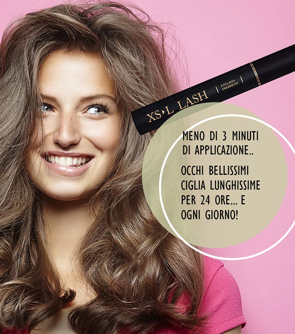 Siero Ciglia Allungante 4ml (4 mesi) - Infoltisce e Allunga Ciglia & Sopracciglia Lunghissime - Xsl Lash Efficace Ultra Rapido