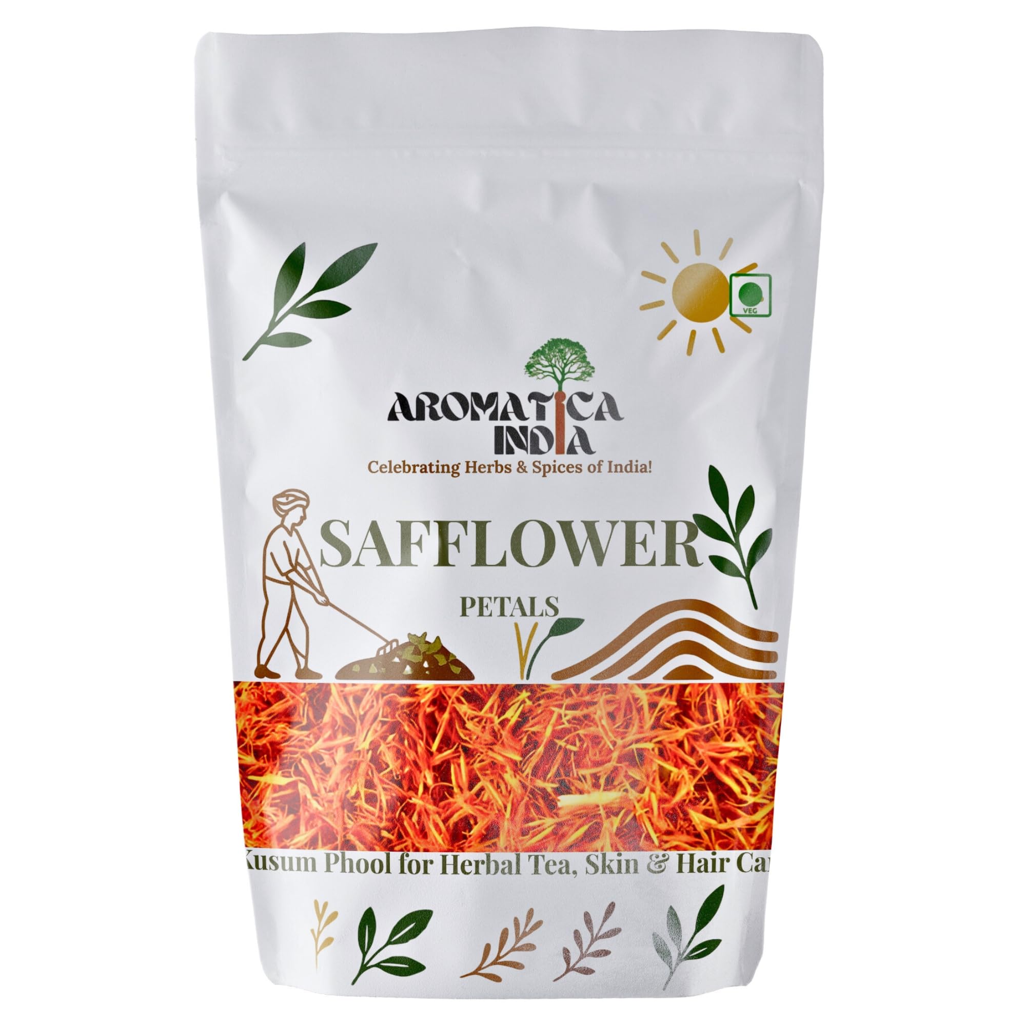 Aromatica India Dried Safflower Petals Carthamus Tinctorius Kusum Ke Phool Kardai Karadi Dry Petals 100G-image-5