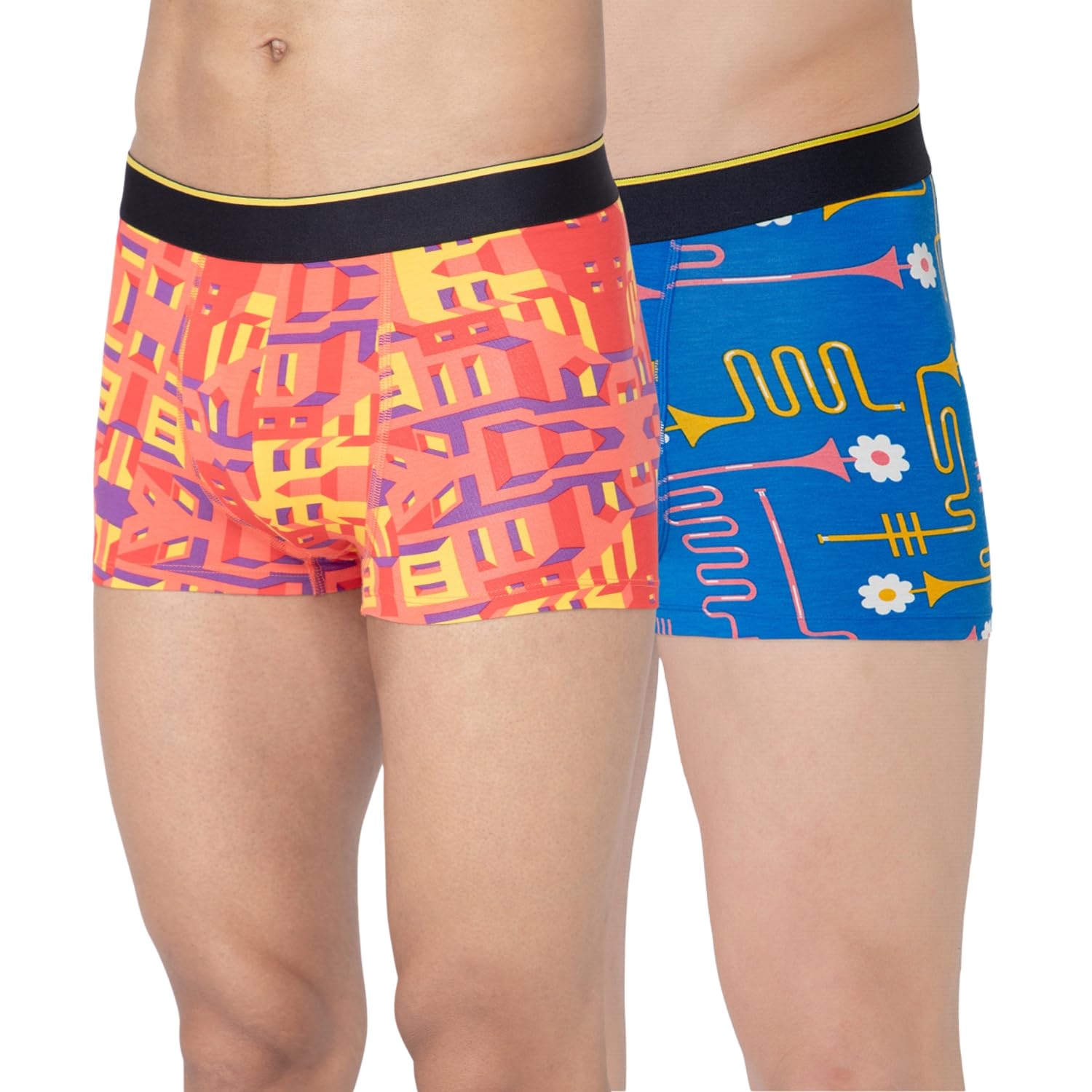 Bummer Printed Micro Modal Trunks Underwear for Men – Ultra Soft & Breathable, 3 X Softer Than Cotton, Stretchable for Ultimate Comfort & Style, Combo Pack of 2 (A Shark Tank Product)